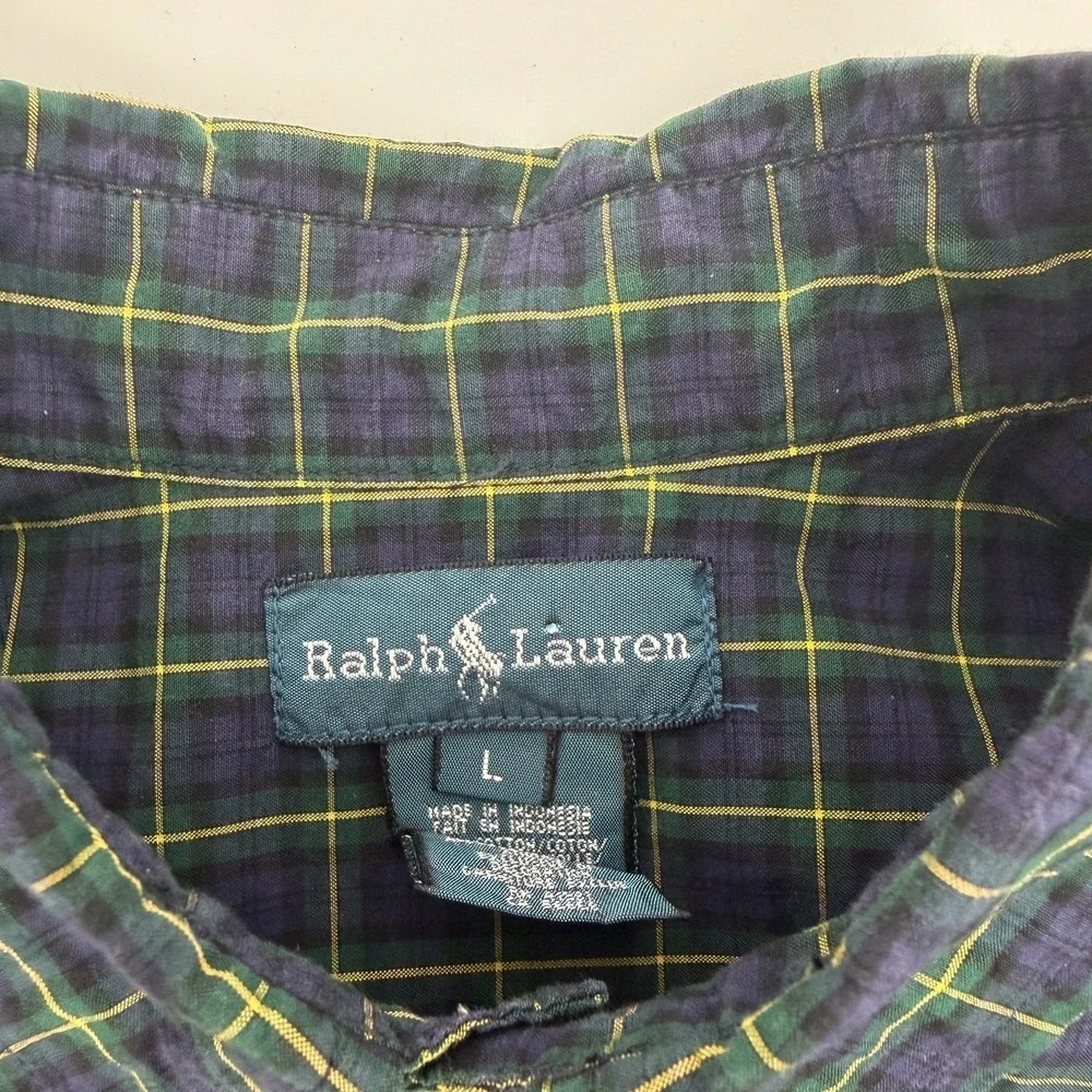 Boys Ralph Lauren Button Down Long Sleeve Plaid Size Large